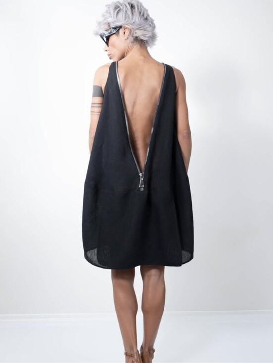 locker room Dresses & Skirts - Clothes By Locker Room Linen Back Zipper High Low Dress In Black Size L/XL